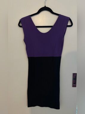 American Apparel Sleeveless Purple and Black Colorblock Bodycon Dress